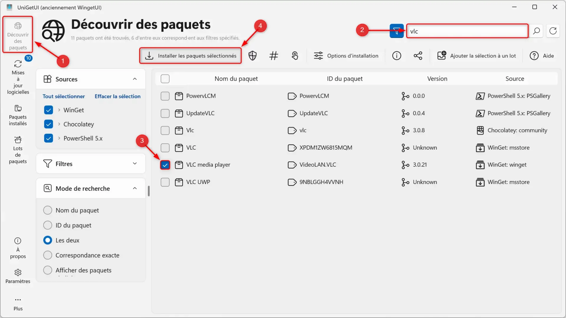 Installer les packages par lots avec UniGetUI