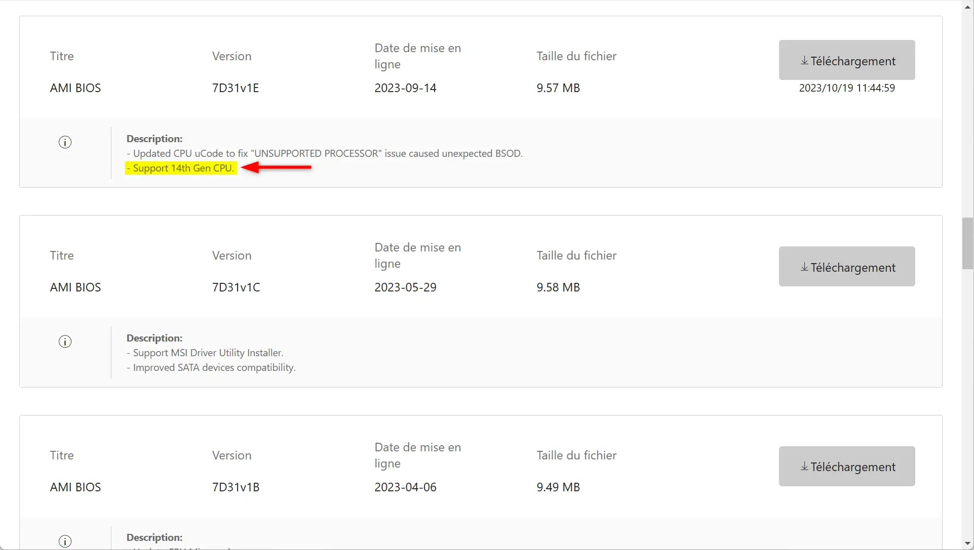 Mise à jour du BIOS qui rend une carte mère compatible avec les processeurs les plus récents