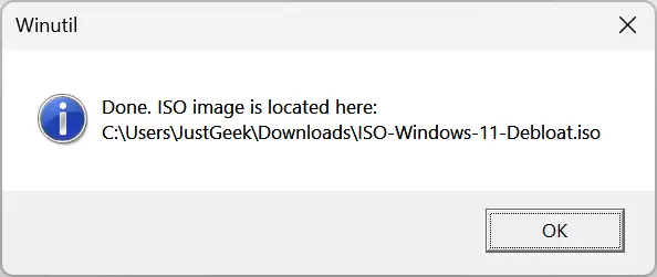 Création ISO Windows 11 personnalisée terminée
