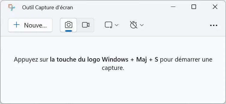 Interface de l'outil de capture d'écran sur Windows 11