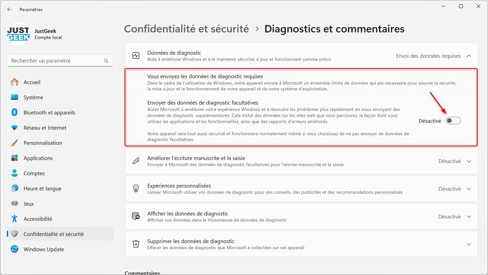 Limiter l'envoi de données de diagnostic à Microsoft sous Windows