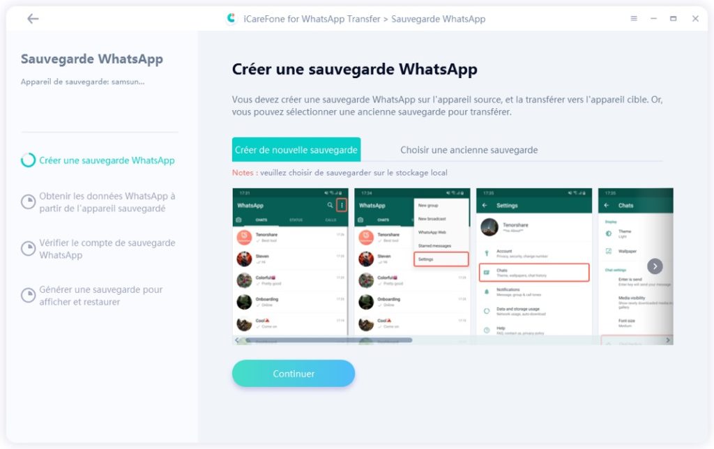 créer une sauvegarde - WhatsApp