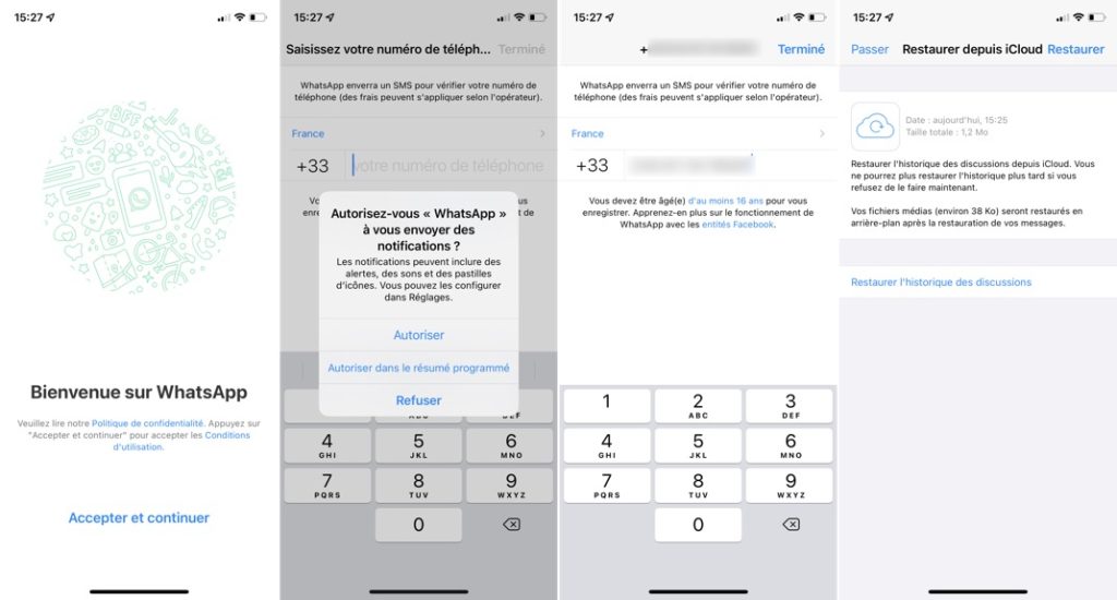 Configurez WhatsApp et restaurez une sauvegarde