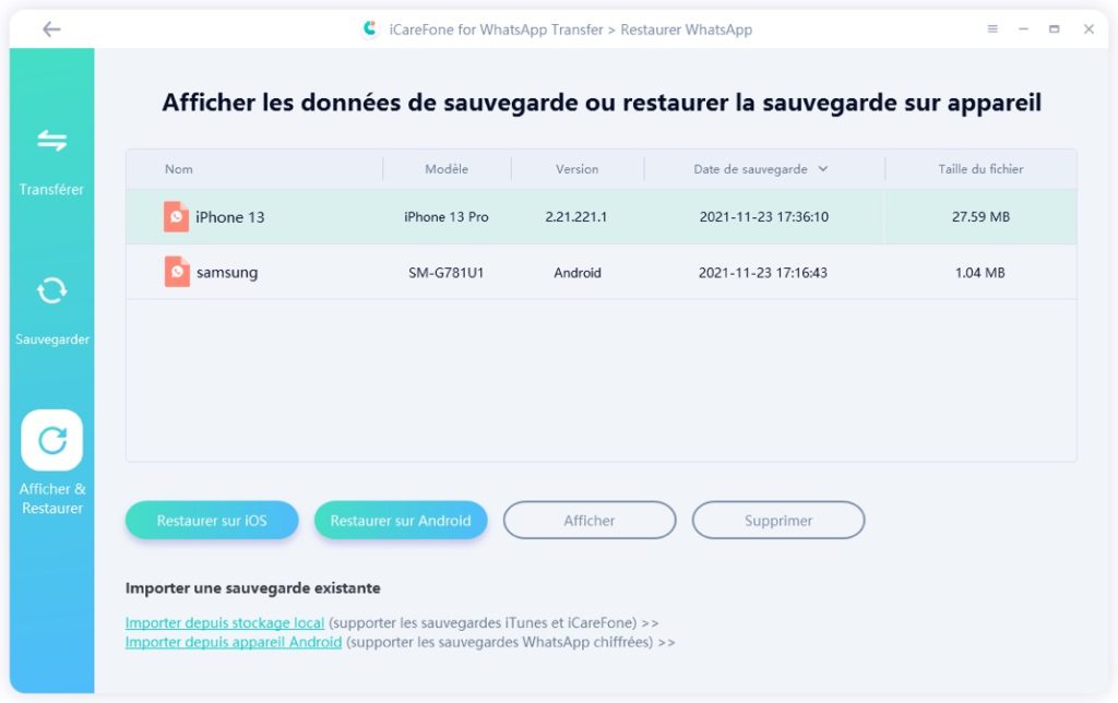 2Restaurer la sauvegarde WhatsApp de l'iPhone sur Android