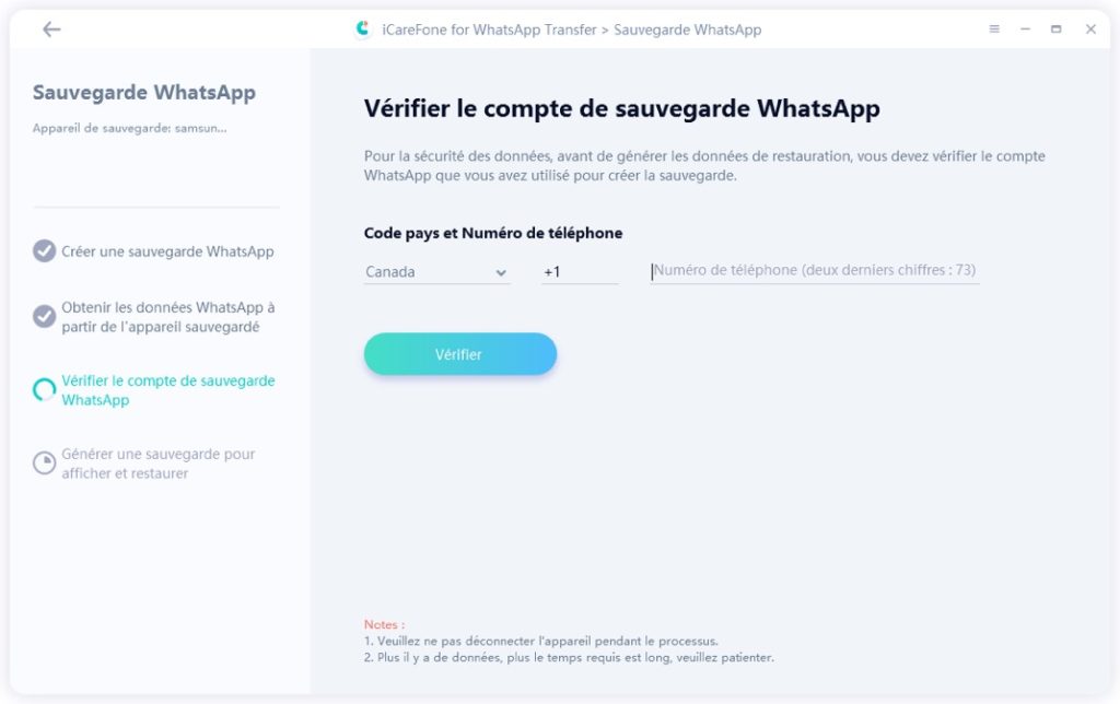 vérifier le compte WhatsApp