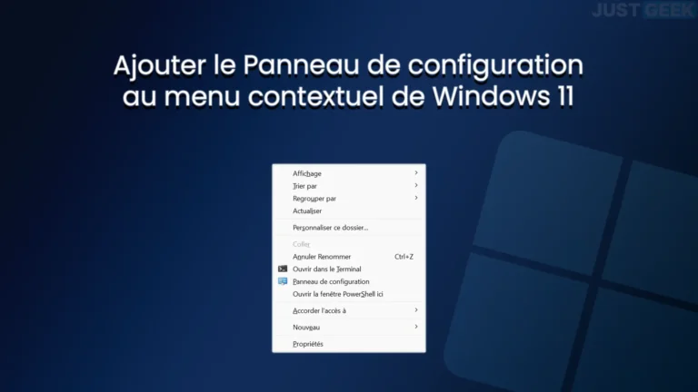 ajouter panneau de configuration menu contextuel windows 11.webp