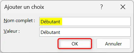Ajouter un choix au menu déroulant dans Word