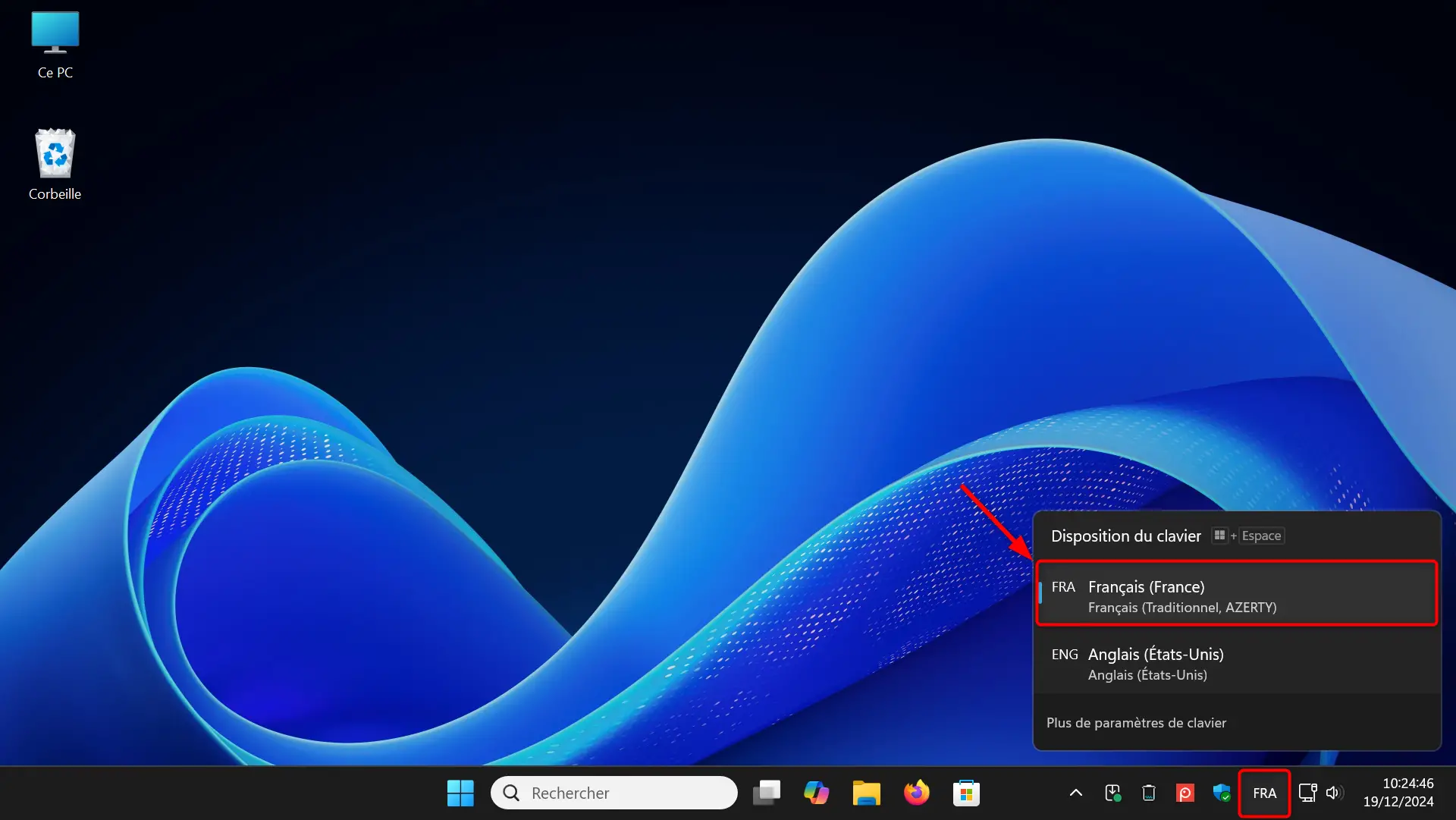 Modifier la disposition du clavier depuis la barre des tâches