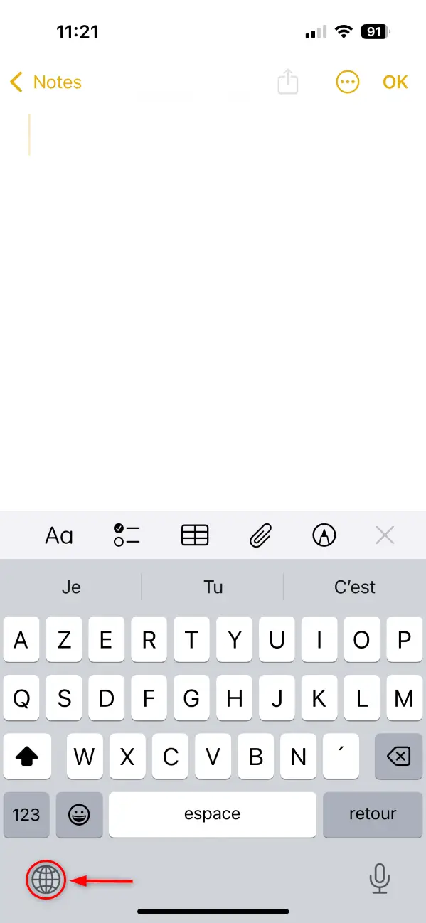 Passer du clavier QWERTY au clavier AZERTY sur iPhone ou iPad (iOS)