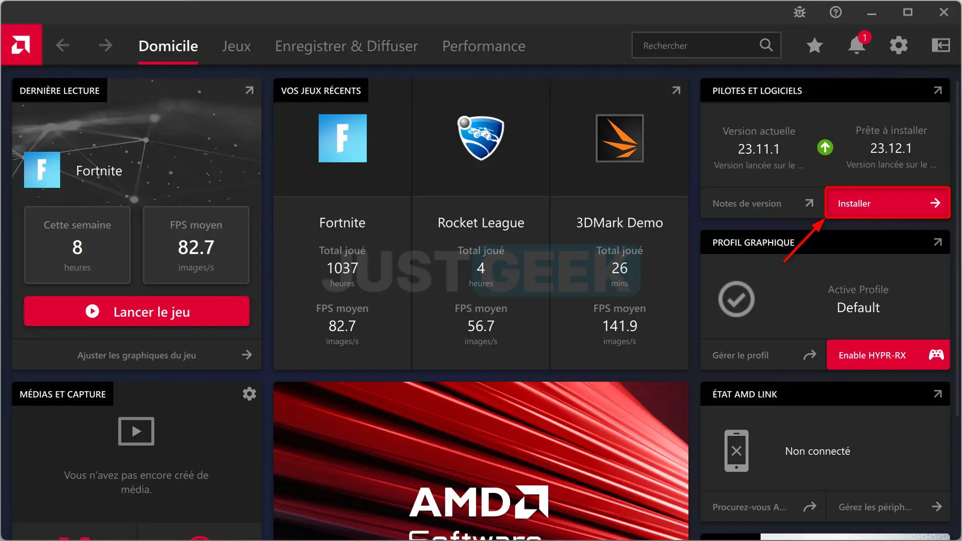 Installez les pilotes graphiques mis à jour dans le logiciel AMD : Adrenalin Edition