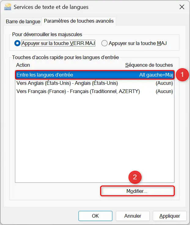 Entre les langues d'entrée