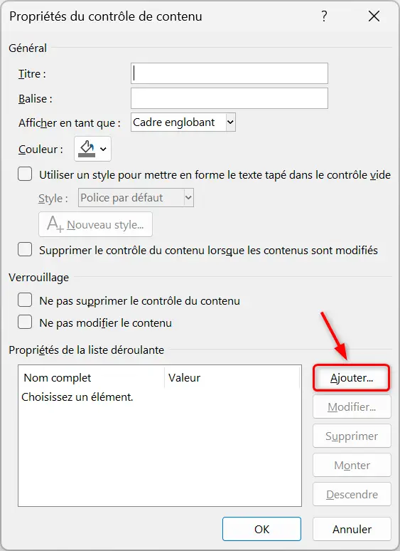Ajoutez des options à votre liste déroulante