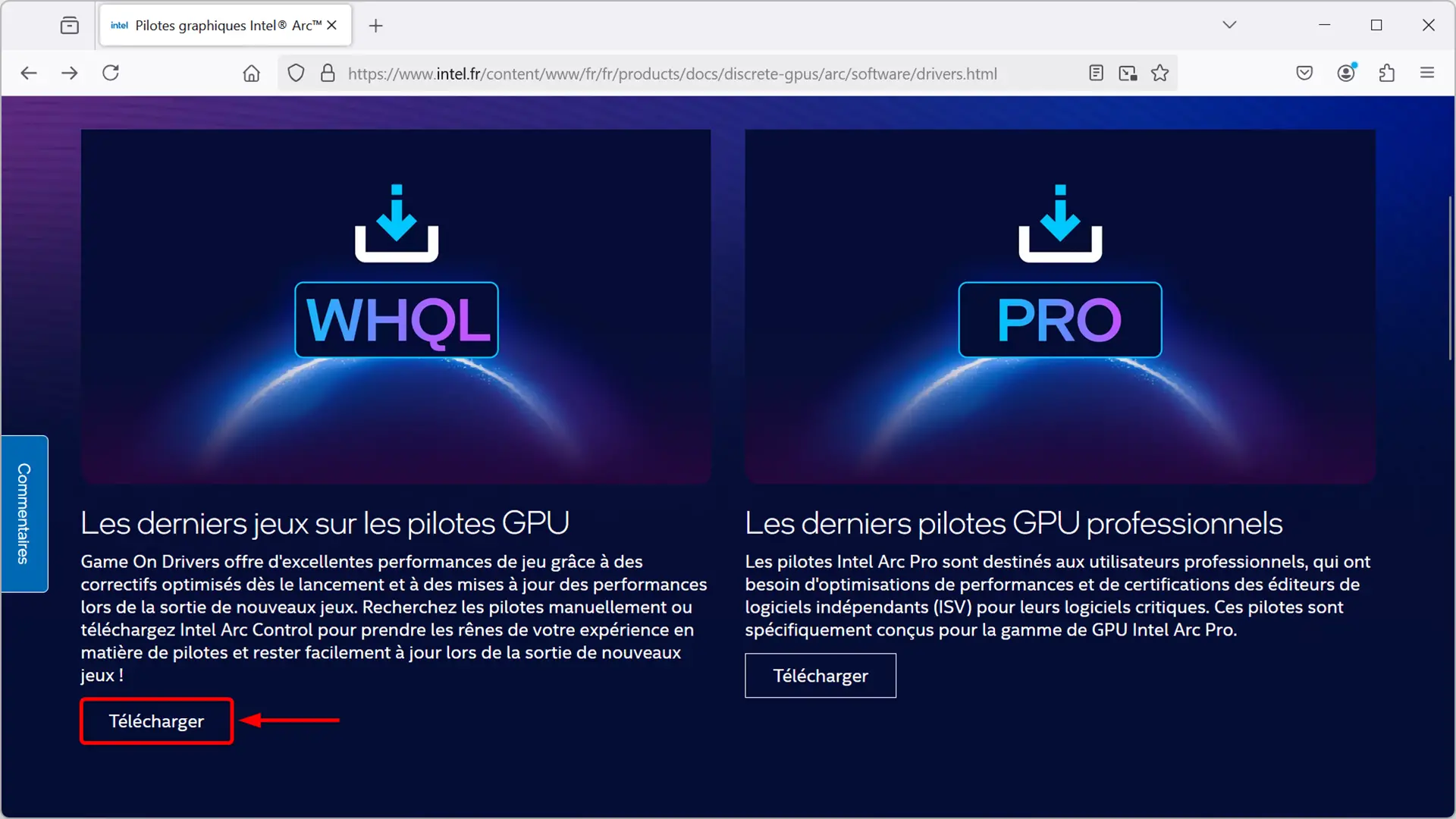 Télécharger les pilotes graphiques Intel
