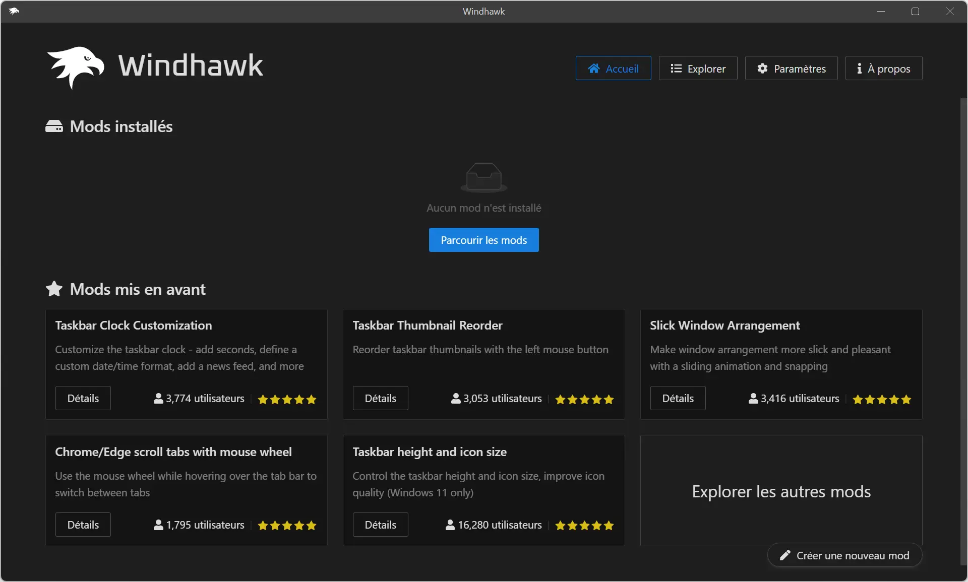 Windhawk - Modifications avancées pour les utilisateurs expérimentés