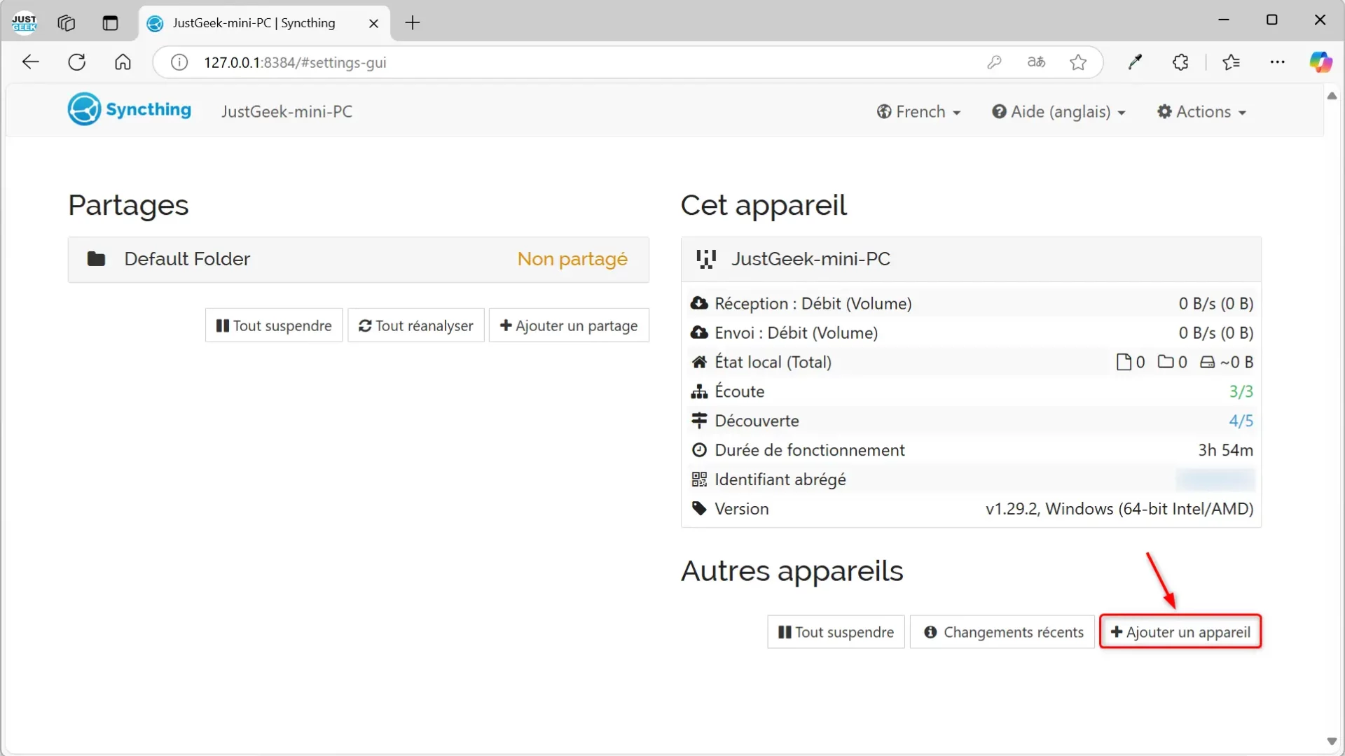 Ajouter un appareil à Syncthing