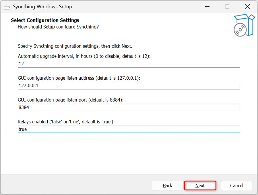 installation syncthing etape 2.webp