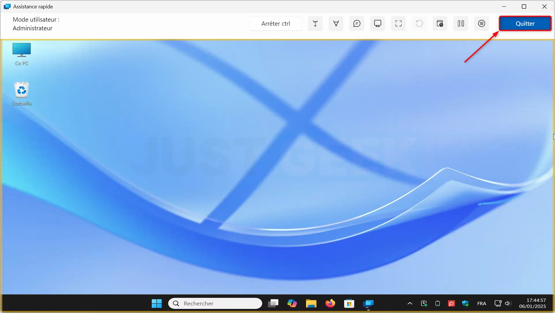 Quitter l'assistance rapide Windows
