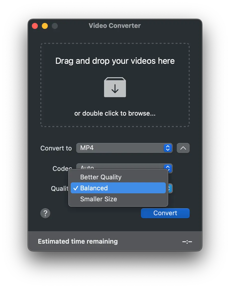Sélectionnez la qualité de la vidéo de sortie