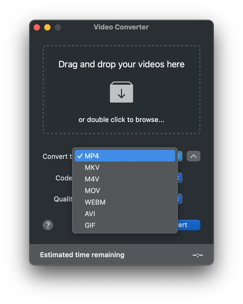 Sélectionnez le format vidéo de sortie
