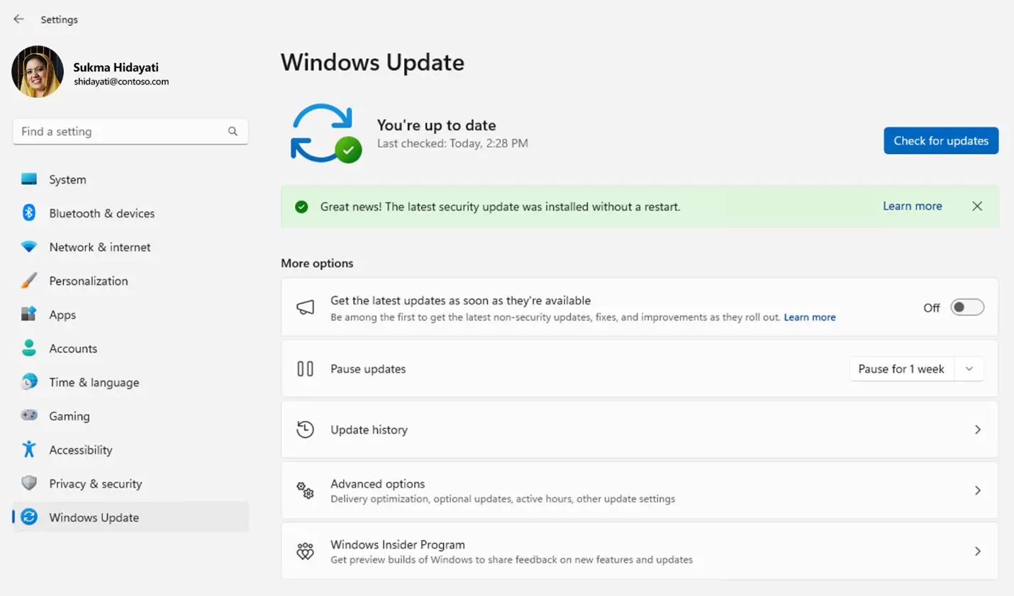 Message affiché sur la mise à jour Windows lors d'une mise à jour de hotpatch réussie