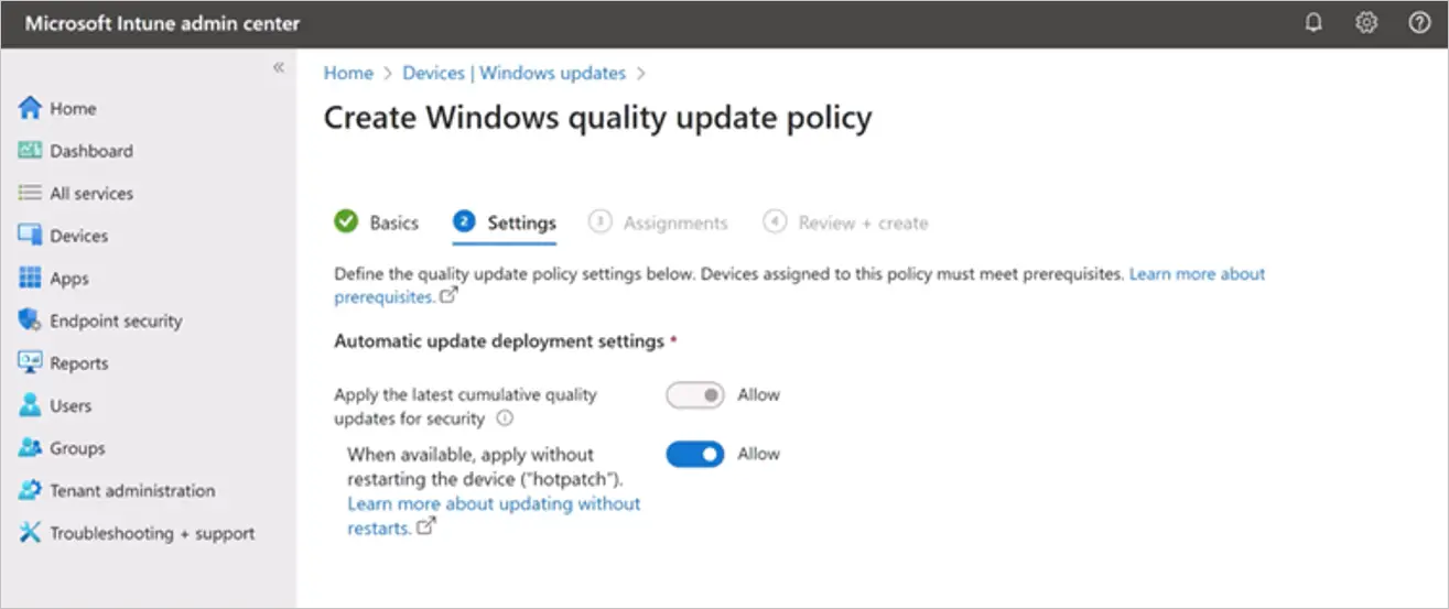 Windows Update policy Intune.webp
