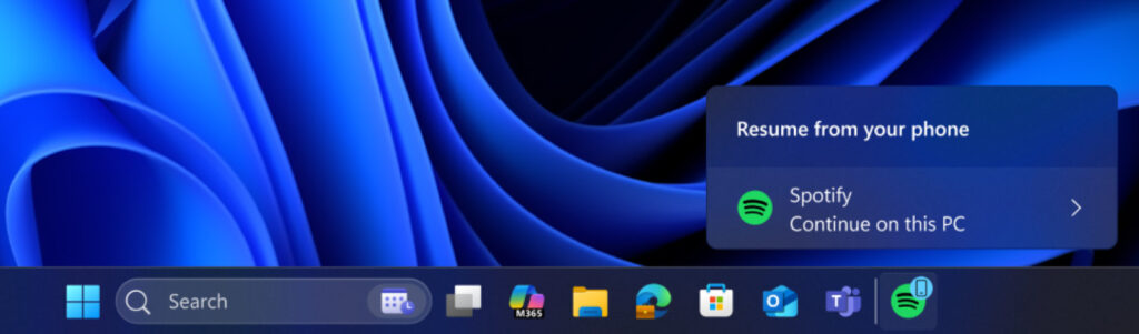 Notification de transfert d'impôt Windows 11 de l'application Android