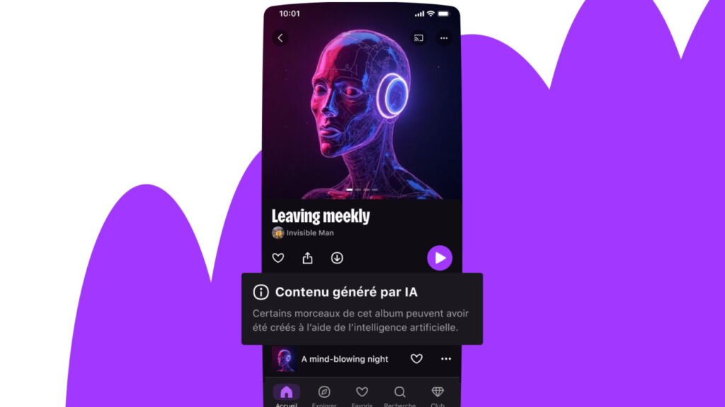 Deezer Identification Music généré par AI