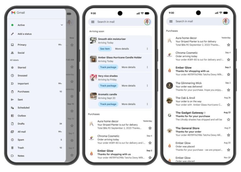 Gmail Onglet Achats Commandes