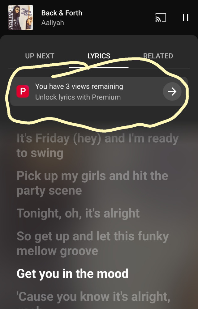 Limitation de la musique YouTube Mots gratuits