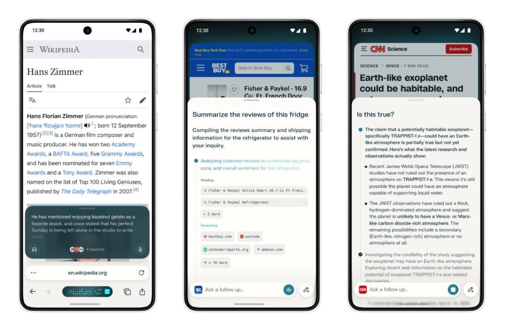 Application Android du navigateur Comet