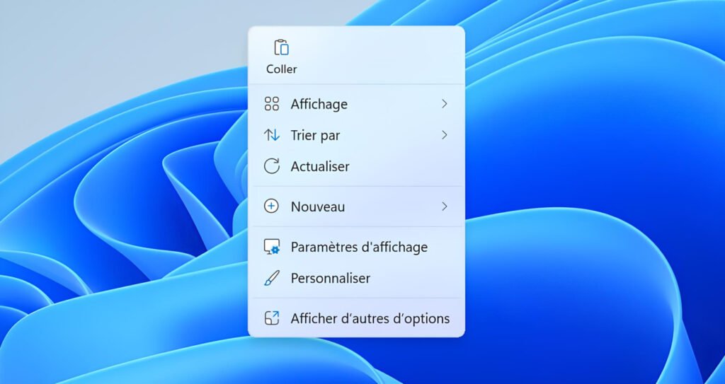 Menu contextuel de Windows 11