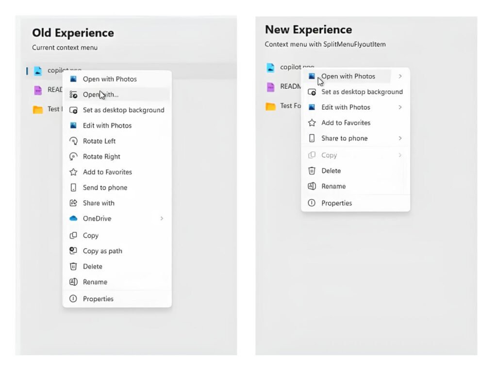 Nouveau menu contextuel de Windows 11