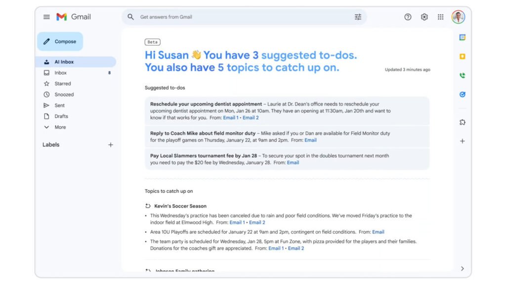 Boîte de réception IA Gmail