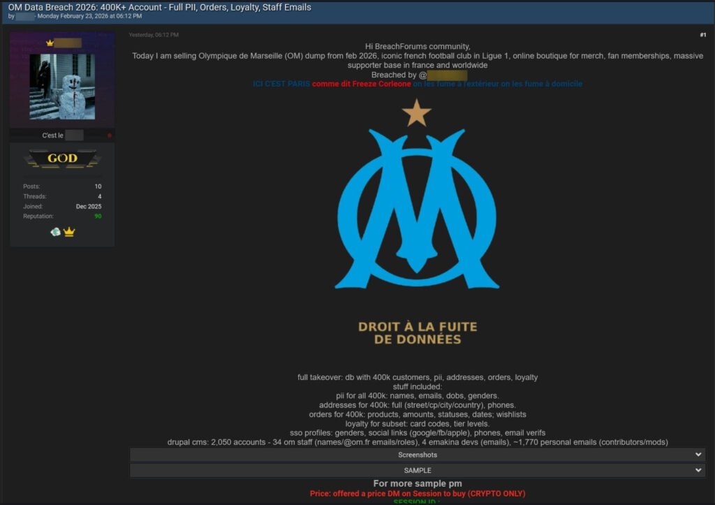 Hacking olympique de Marseille OM