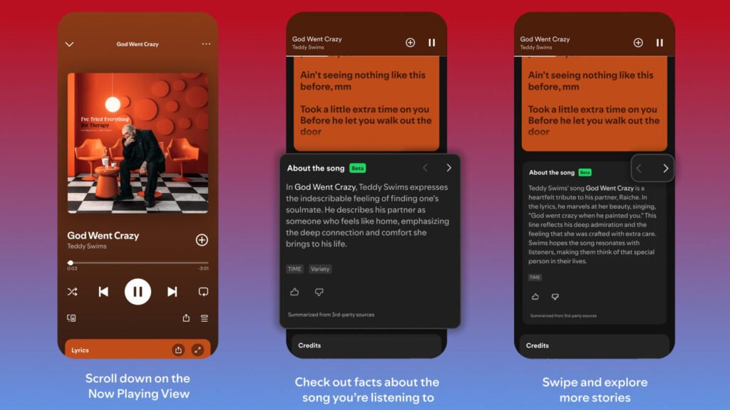 Spotify à propos de la chanson