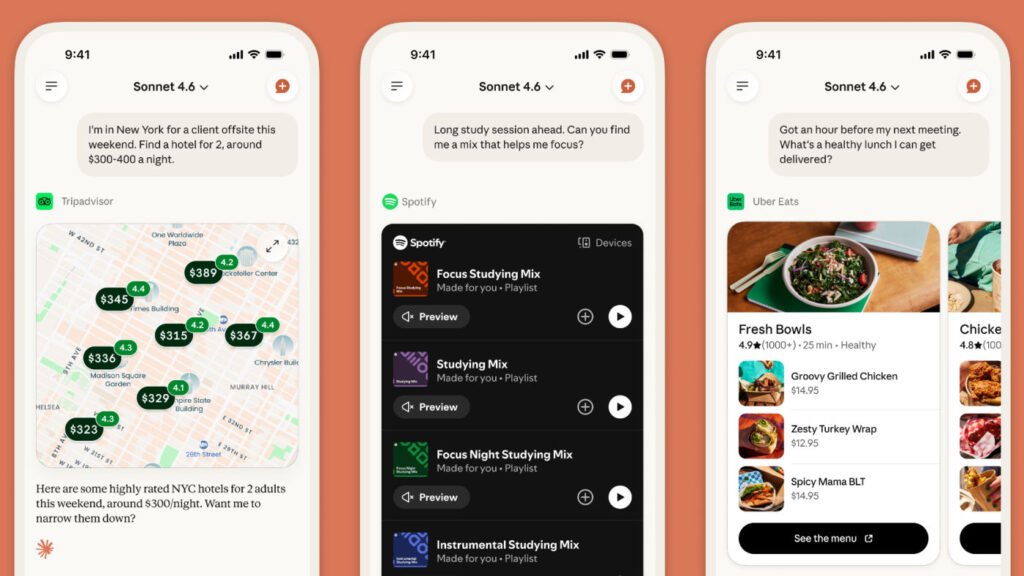 Claude Connecteurs Tripadvisor Spotify Uber Eats