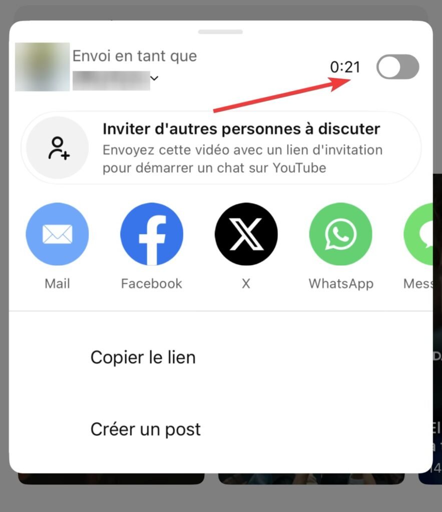 Horodatage des liens de partage YouTube