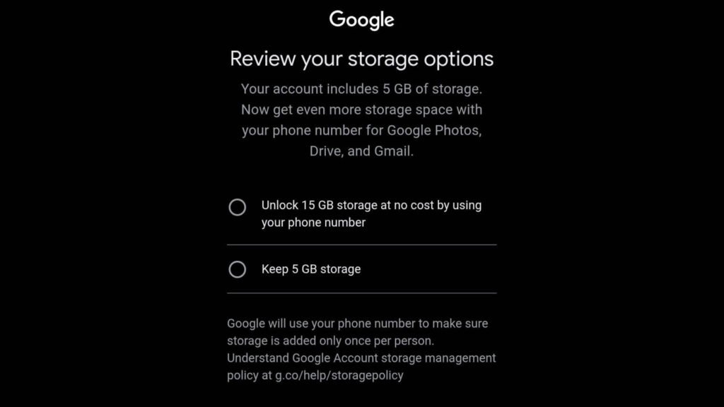 Limite de stockage du compte Google 5 Go
