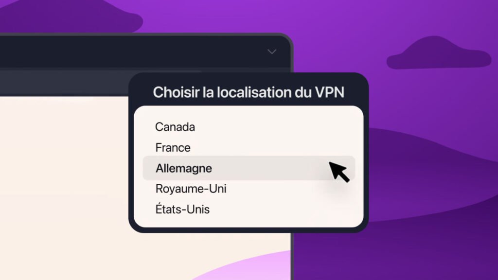 Choix du pays du VPN Firefox 151