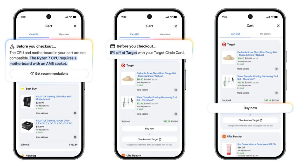 Panier d'achat universel Google