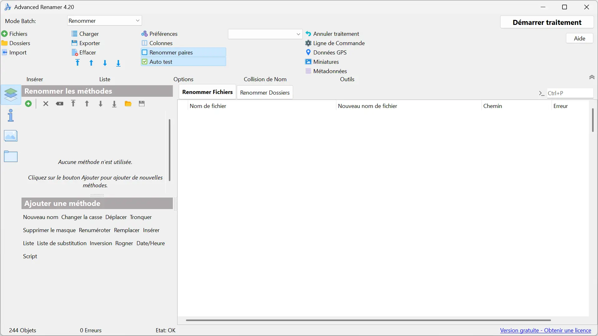 Interface logicielle Advanced Renamer pour renommer des fichiers en masse sous Windows et macOS