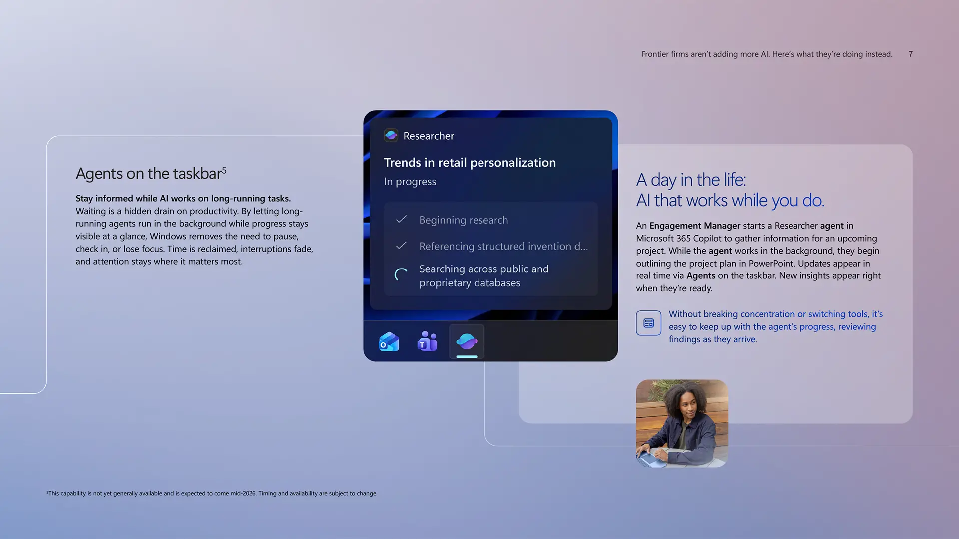 Présentation des agents IA Windows 11 avec suivi des tâches en arrière-plan à partir de la barre des tâches