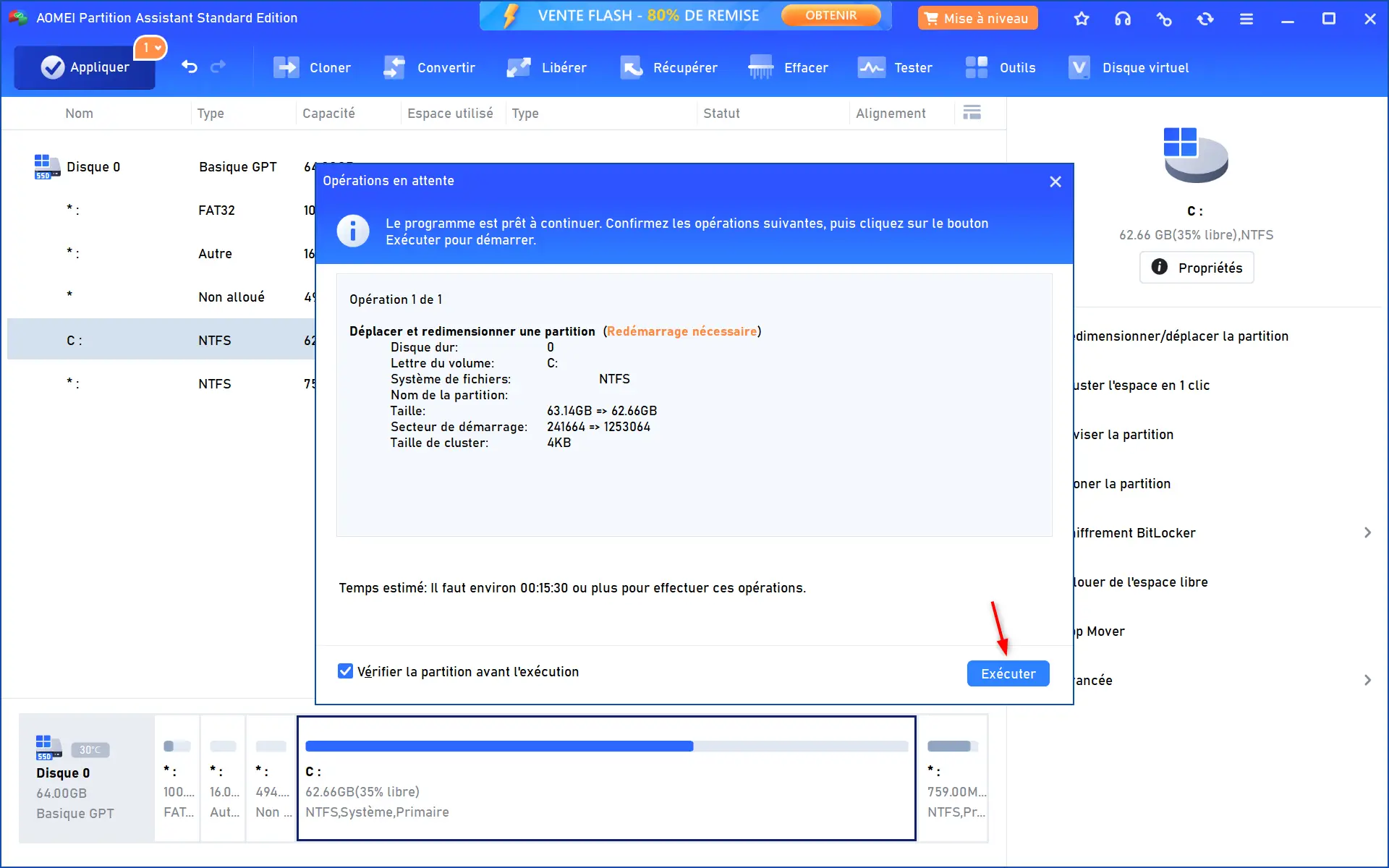 aomei partition assistant operations en attente redemarrage necessaire.webp