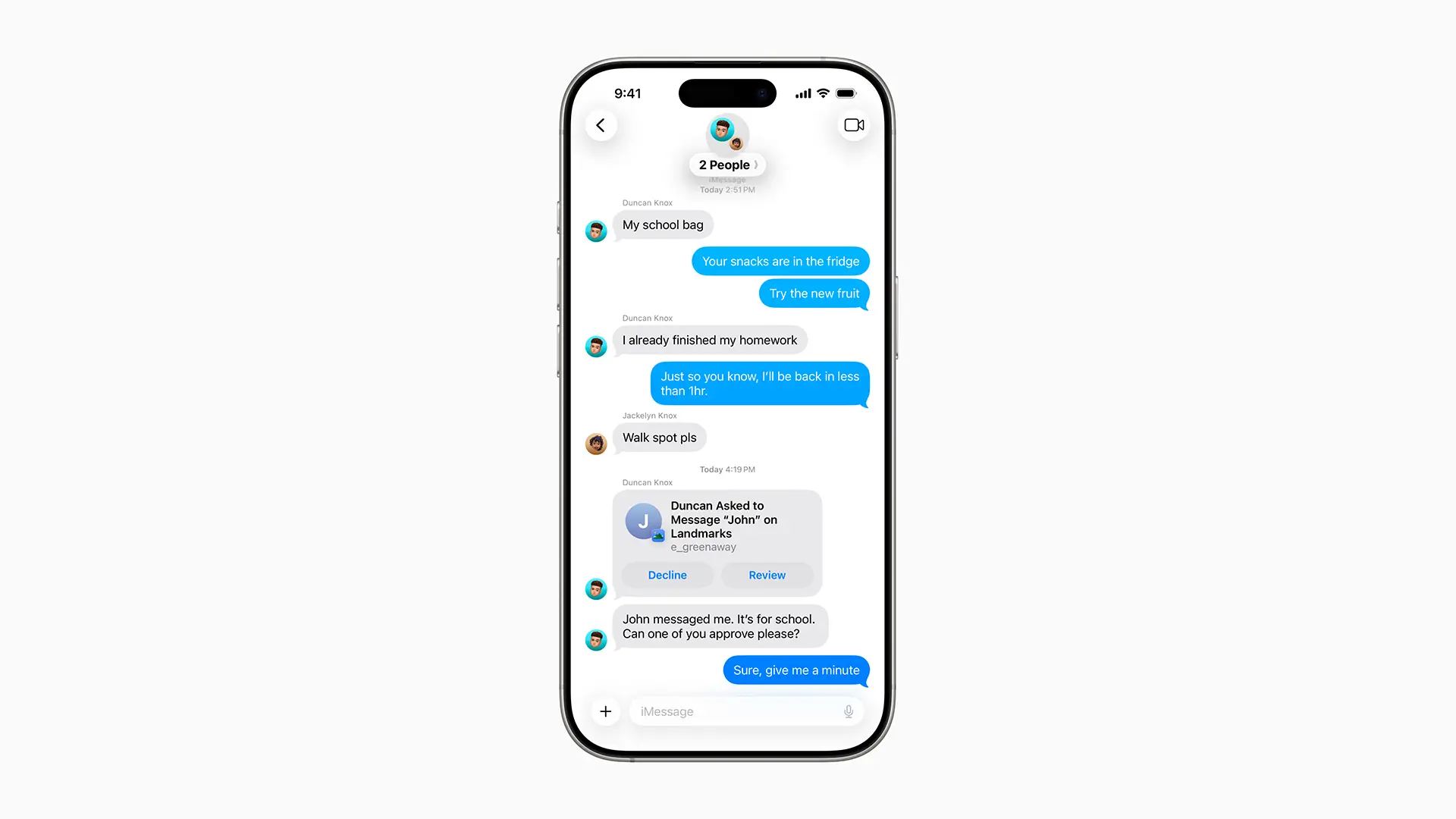 Contrôles parentaux et fonctionnalités de sécurité dans Messages sur iOS 26