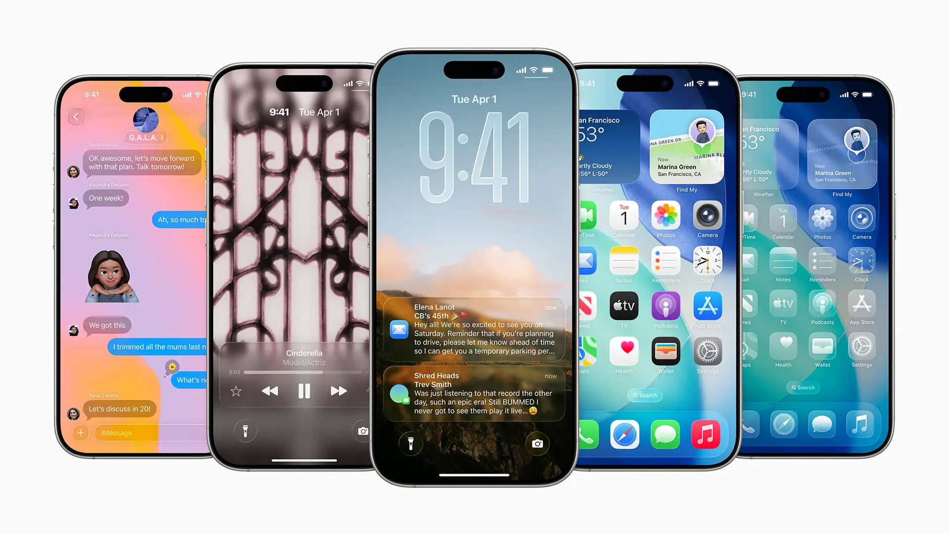 Aperçu des nouveautés d'iOS 26 avec écran de verrouillage, iMessage, widgets interactifs et nouveau design Liquid Glass