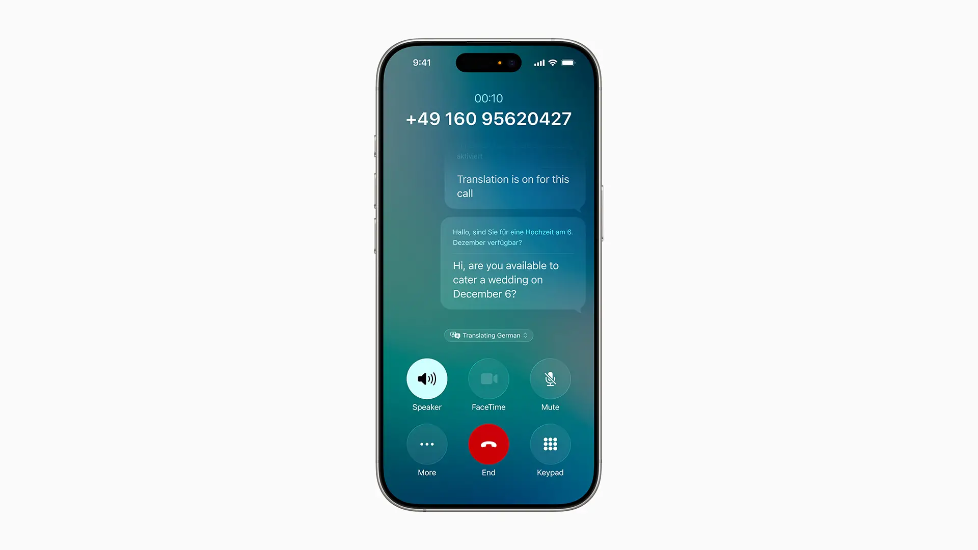 Traduction en temps réel lors d'un appel vocal sur iOS 26