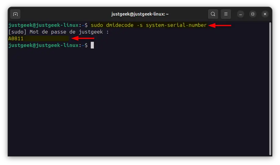 Commande dmidecode -s pour afficher uniquement le numéro de série sous Linux