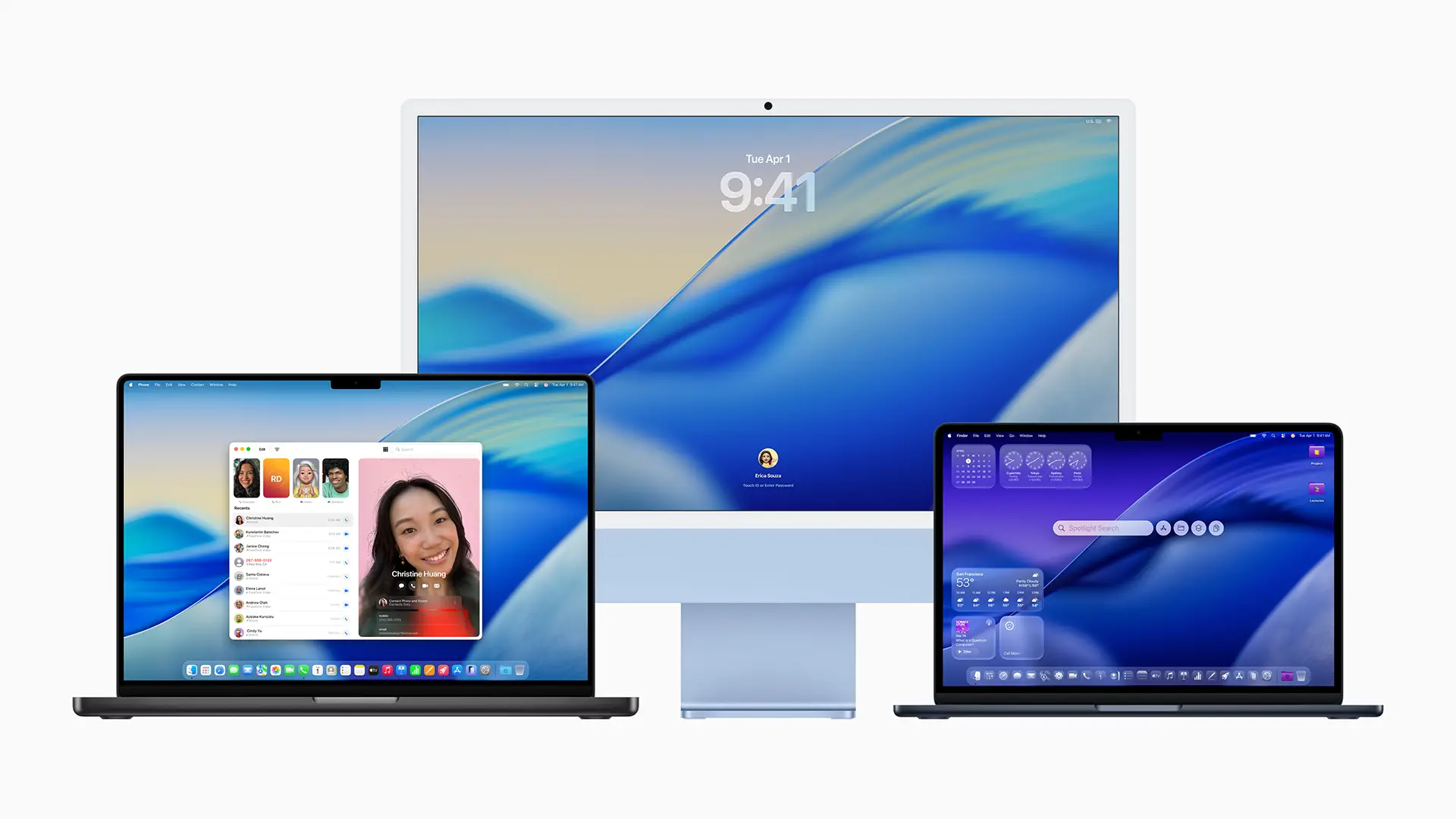 Présentation de macOS 26 Tahoe avec un design Liquid Glass sur iMac et MacBook