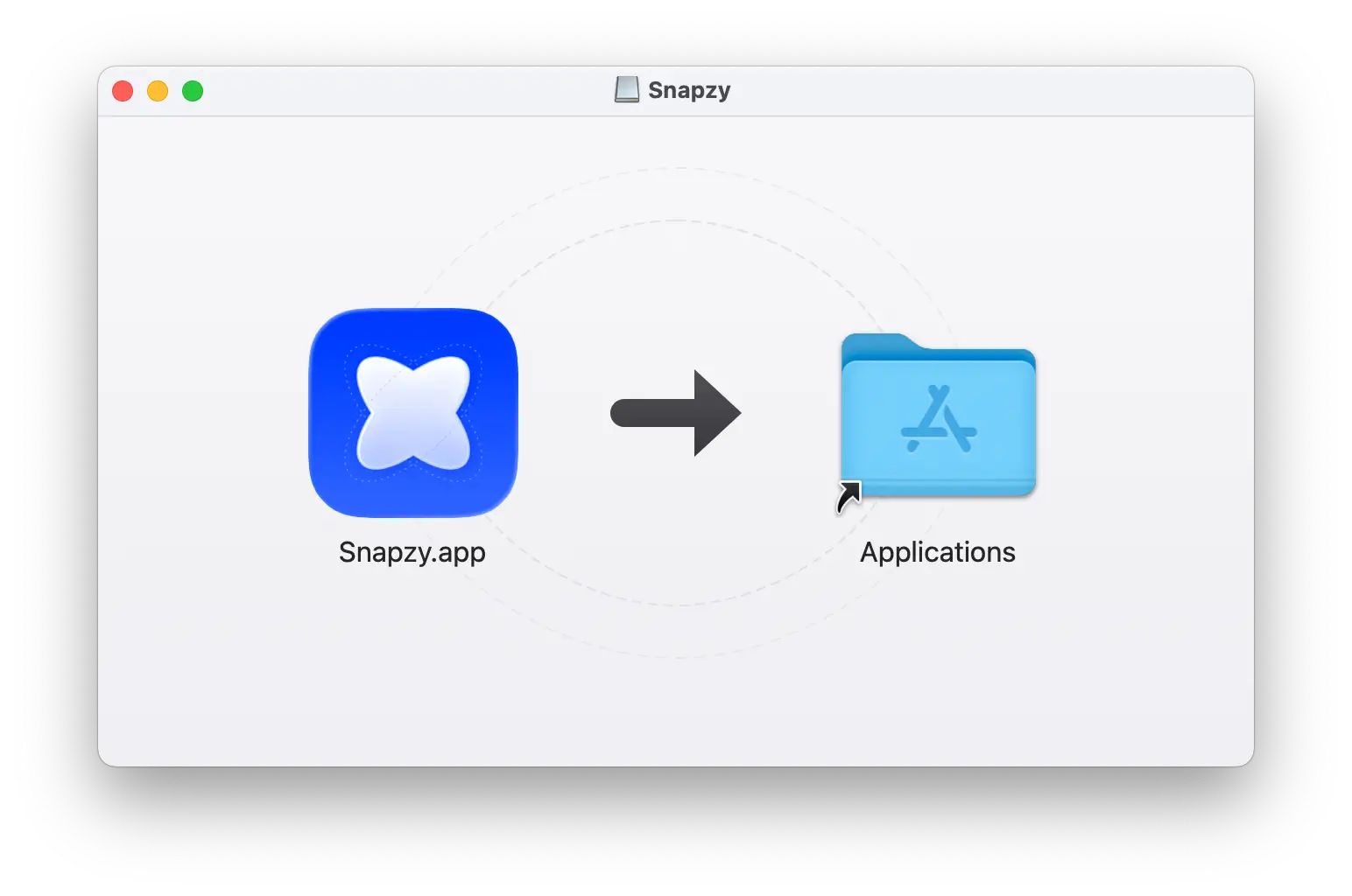     Fenêtre d'installation de Snapzy sur macOS par glisser-déposer dans le dossier Applications
