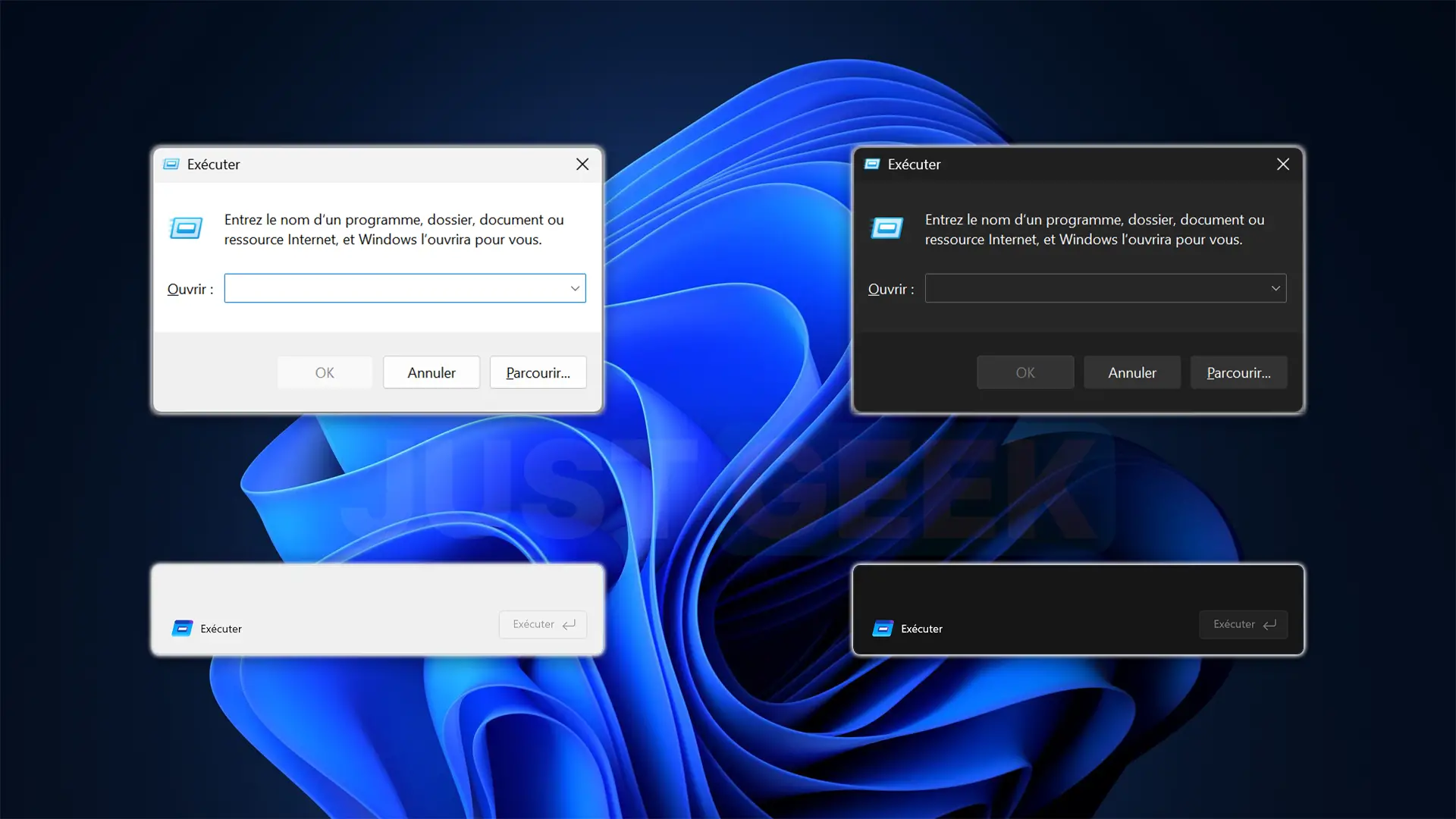 Comparaison entre l'ancienne et la nouvelle boîte de dialogue Exécuter dans Windows 11